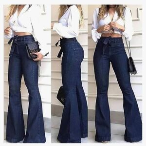 Pantete womens high waisted Bell Bottom denim jeans